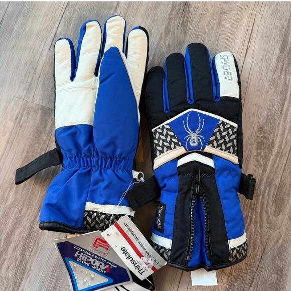 NWT Spyder Men XL Ski Snowboard Gloves Blue Black Waterproof Thinsulate Insulate - Picture 2 of 7